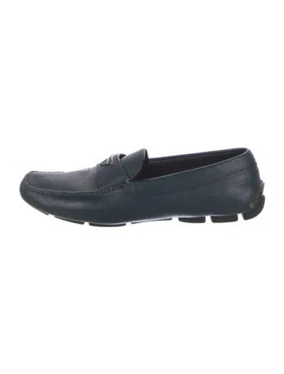 Pre-owned Prada Saffiano Leather Drivers In Blue