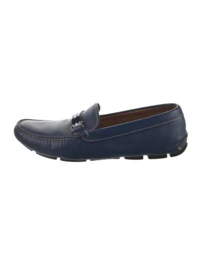 Pre-owned Prada Saffiano Leather Drivers In Blue