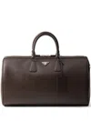 Prada Saffiano Leather Duffle Bag In Brown