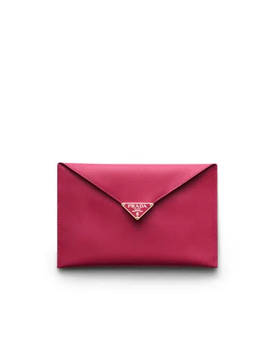 Prada Envelope-clutch Aus Saffiano-leder In Blue