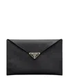 Prada Saffiano Leather Envelope Clutch In Black