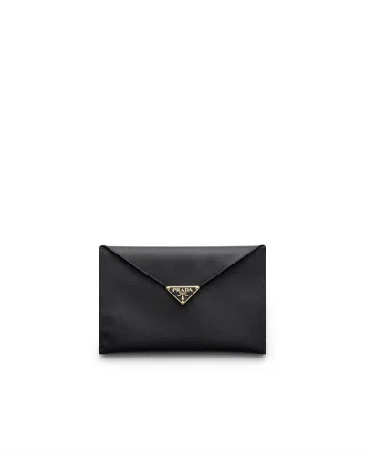Prada Envelope-clutch Aus Saffiano-leder In Black