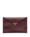 Prada Saffiano Leather Envelope Clutch In Burgundy