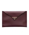 Prada Saffiano Leather Envelope Clutch In Burgundy