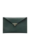 Prada Saffiano Leather Envelope Clutch In Green