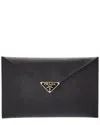 Prada Saffiano Leather Envelope Pouch In Black