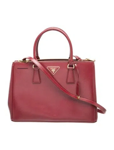 Pre-owned Prada Saffiano Leather Galleria Double Zip Large In Red