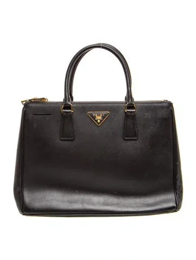 Pre-owned Prada Saffiano Leather Galleria Double Zip Medium In Black