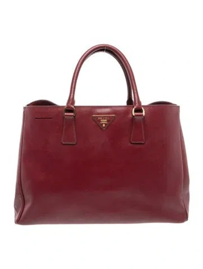 Pre-owned Prada Saffiano Leather Galleria Tote In Burgundy