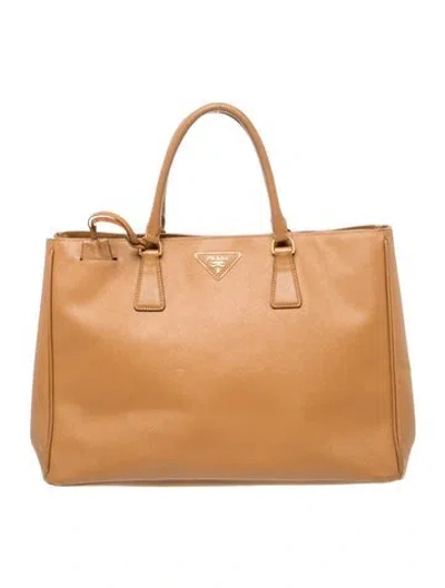 Pre-owned Prada Saffiano Leather Galleria Tote Large In Brown