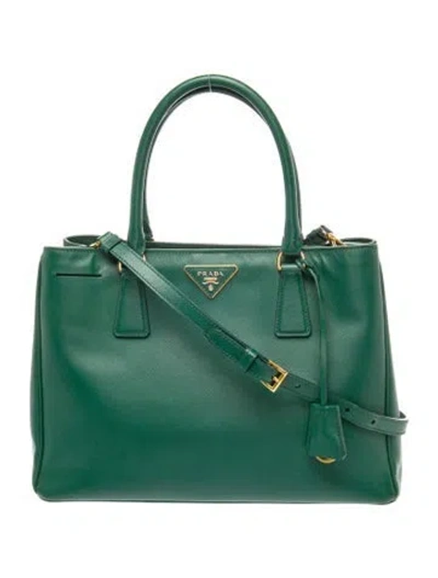 Pre-owned Prada Saffiano Leather Galleria Tote Large In Green