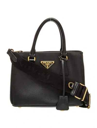 Pre-owned Prada Saffiano Leather Galleria Tote Mini In Black