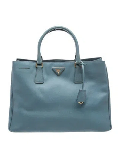 Pre-owned Prada Saffiano Leather Gardener's Tote In Blue