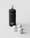 Prada Saffiano Leather Golf Ball Case In Schwarz