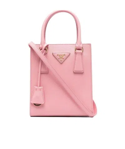 Prada Saffiano Leather Handbag In Pink