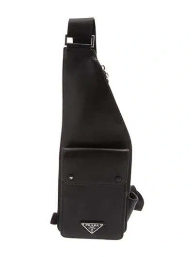 Pre-owned Prada Saffiano Leather Harness In Black
