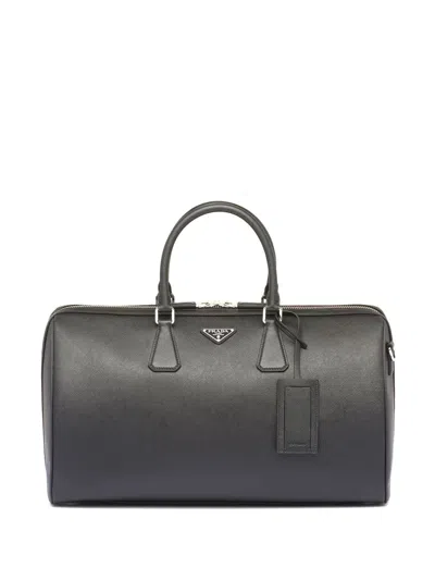 Prada Saffiano Leather Holdall In 黑色