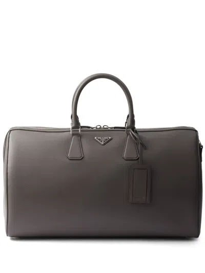 Prada Saffiano Leather Holdall Bag In Brown