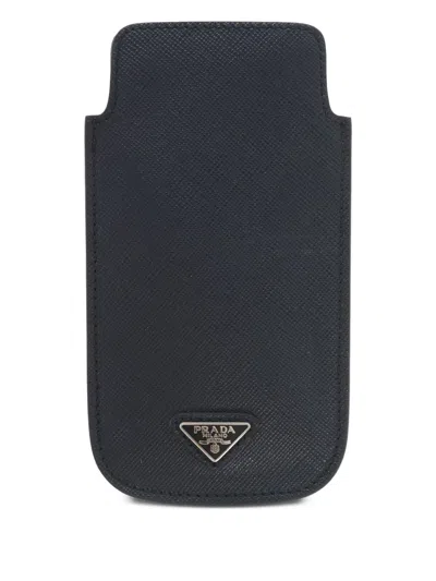 Prada Saffiano Leather Iphone Case In Black