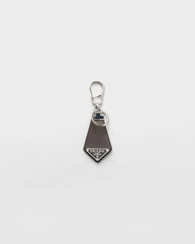 Prada Keyring Charm In Gray