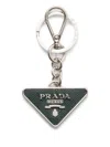 Prada Saffiano Leather Keychain In Green
