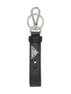 Prada Saffiano Leather Keychain Accessories In Black