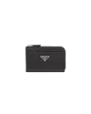 Prada Triangle-logo Leather Keychain In Black