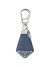 Prada Saffiano Leather Keychain In Blue