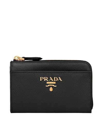 Prada Saffiano Leather Keychain In Green