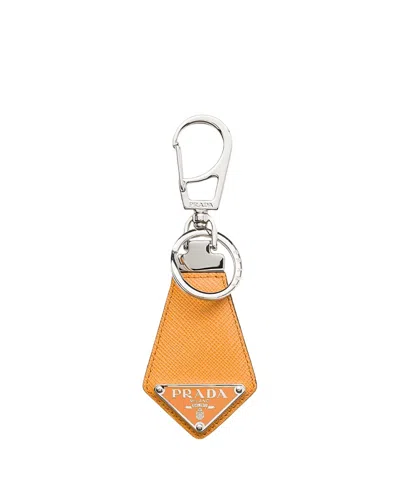 Prada Saffiano Leather Keychain In Pink