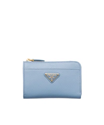 Prada Saffiano Leather Keychain In Blue