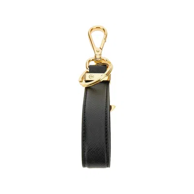 Prada Saffiano Leather Keyholder In Black