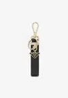Prada Saffiano Leather Keyring In Black
