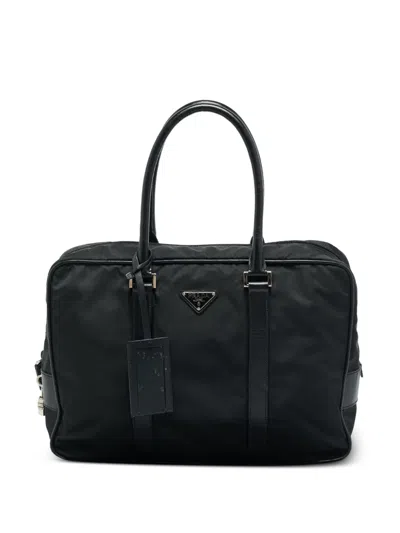 Pre-owned Prada Saffiano Leather Laptop Briefcase In Black