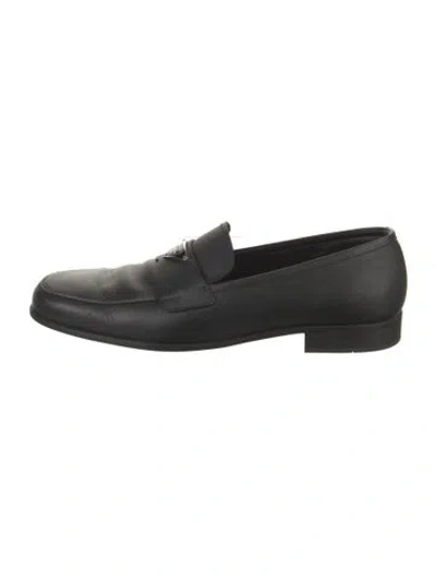 Pre-owned Prada Saffiano Leather Leather Loafers In Black