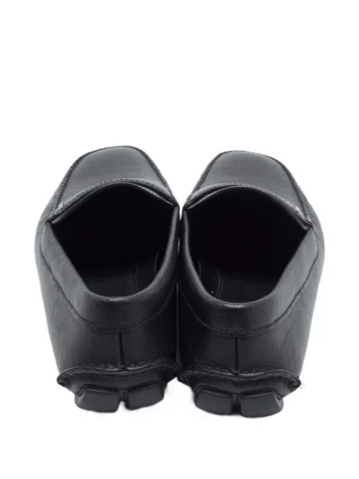 Pre-owned Prada Saffiano Leather Loafers In Black