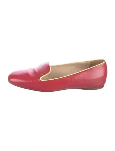 Pre-owned Prada Saffiano Leather Loafers In Pink