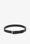 Prada Enamel-triangle-logo Leather Belt In Black