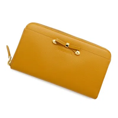 Pre-owned Prada Saffiano Leather Long Wallet (bi-fold) () In Orange