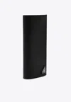 Prada Saffiano Leather Long Wallet With Triangle Logo In Black