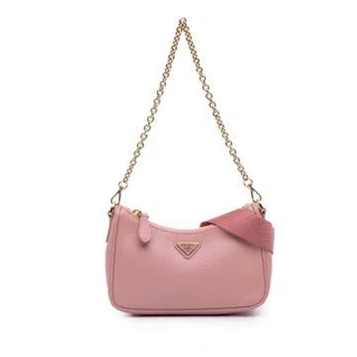 Pre-owned Prada Saffiano Leather Lux Re Edition 2005 Satchel In Pink