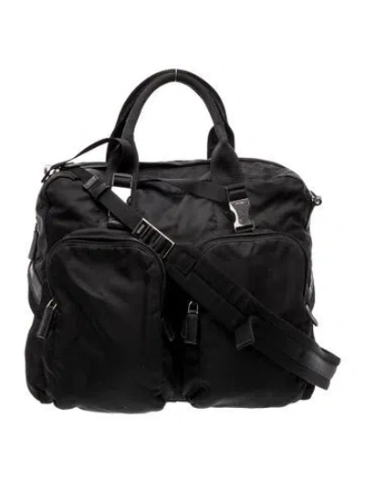Pre-owned Prada Saffiano Leather Messenger Bag In Black