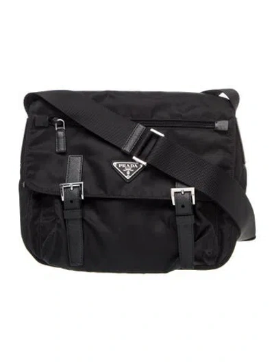 Pre-owned Prada Saffiano Leather Messenger Bag In Black