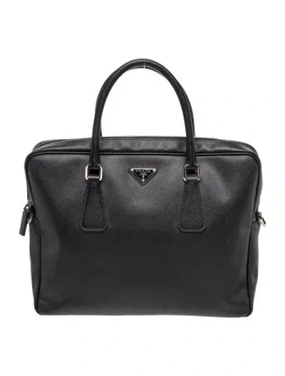 Pre-owned Prada Saffiano Leather Messenger Bag In Black