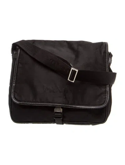Pre-owned Prada Saffiano Leather Messenger Bag In Black