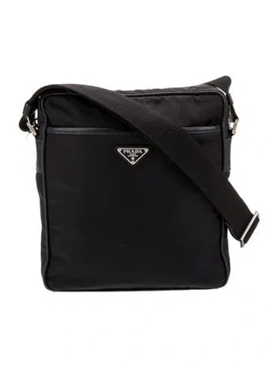 Pre-owned Prada Saffiano Leather Messenger Bag In Blue