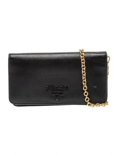 Pre-owned Prada Saffiano Leather Metal In Black