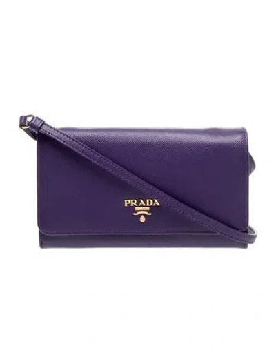 Pre-owned Prada Saffiano Leather Metal W/ Tags In Purple