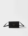Prada Mini Saffiano Leather Shoulder Bag In Black