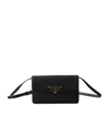 Prada Mini Saffiano Leather Shoulder Bag In Black